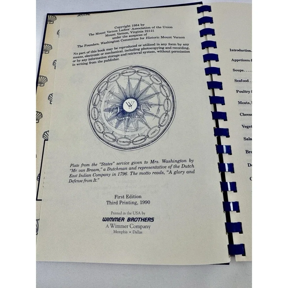 The Mount Vernon Cookbook First Edition Third Printing 1990 Spiral Bound